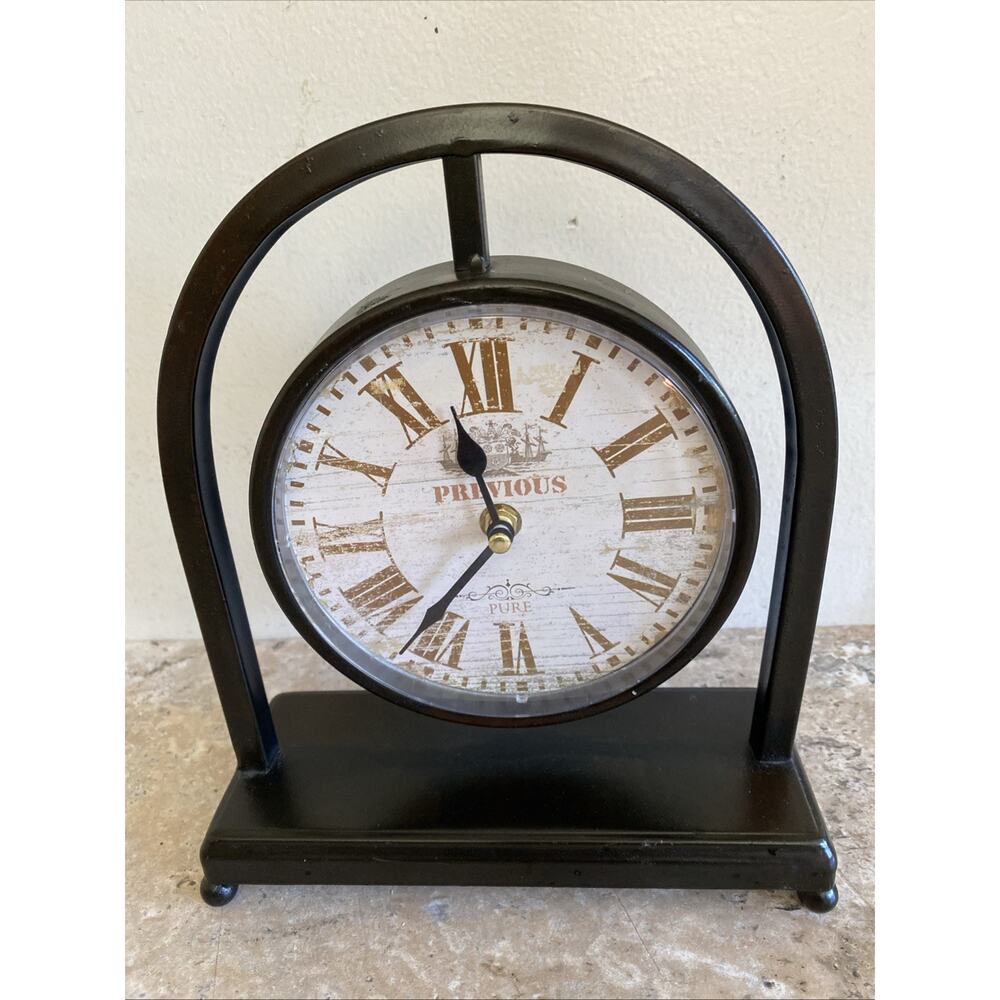 Wooden Desk Clock Roman Numerals Silent Non Tic 11" X 9" X 3" Inches Battery Op
